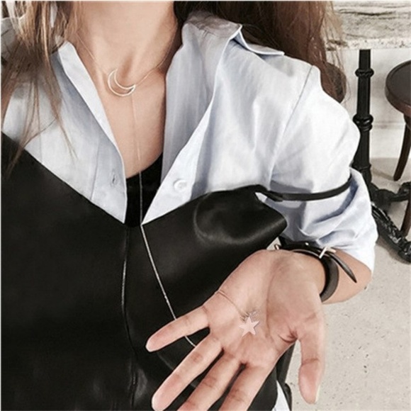 5 for $25 Large Moon and Star Long Necklace - Picture 4 of 7